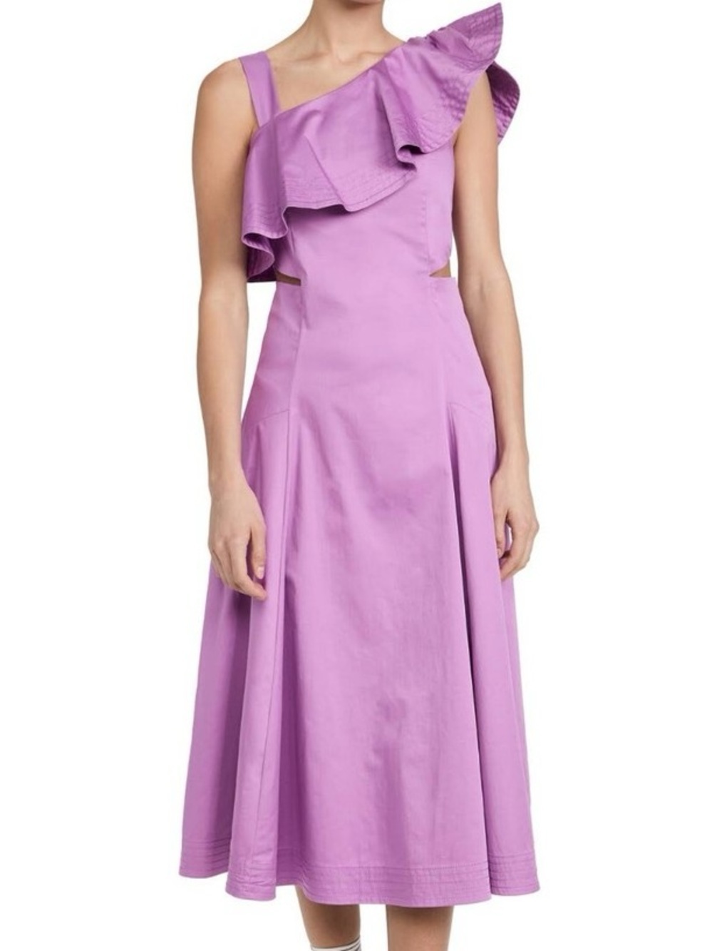 Veronica Beard Size 10 Ruffle Sleeve Cutout Lilac Purple Midi Dress Spring